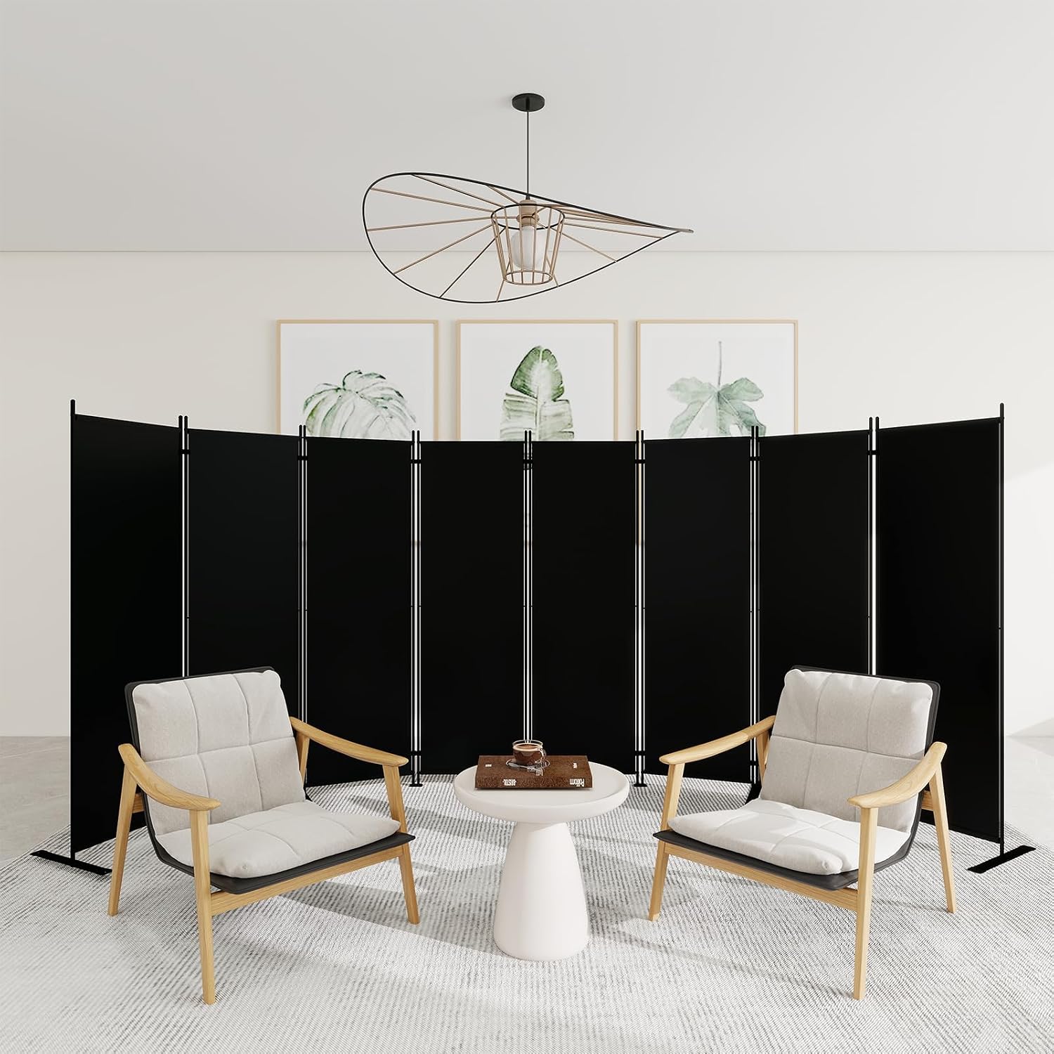 Partition Screen Divider - 8枚パネル折りたたみ式ルームディバイダー、高さ6フィート、ポータブルプライバシースクリーンウォール、ホームオフィス、モダン自立型パーティションセパレーター、寝室S