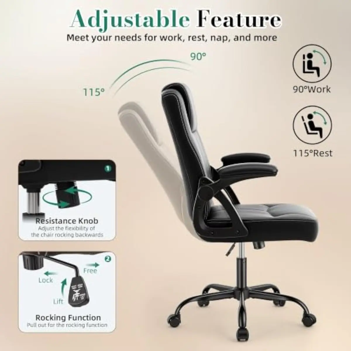 人間工学に基づいたデザインの高級オフィスチェア。360度回転 - Office Chair のレビューと価格