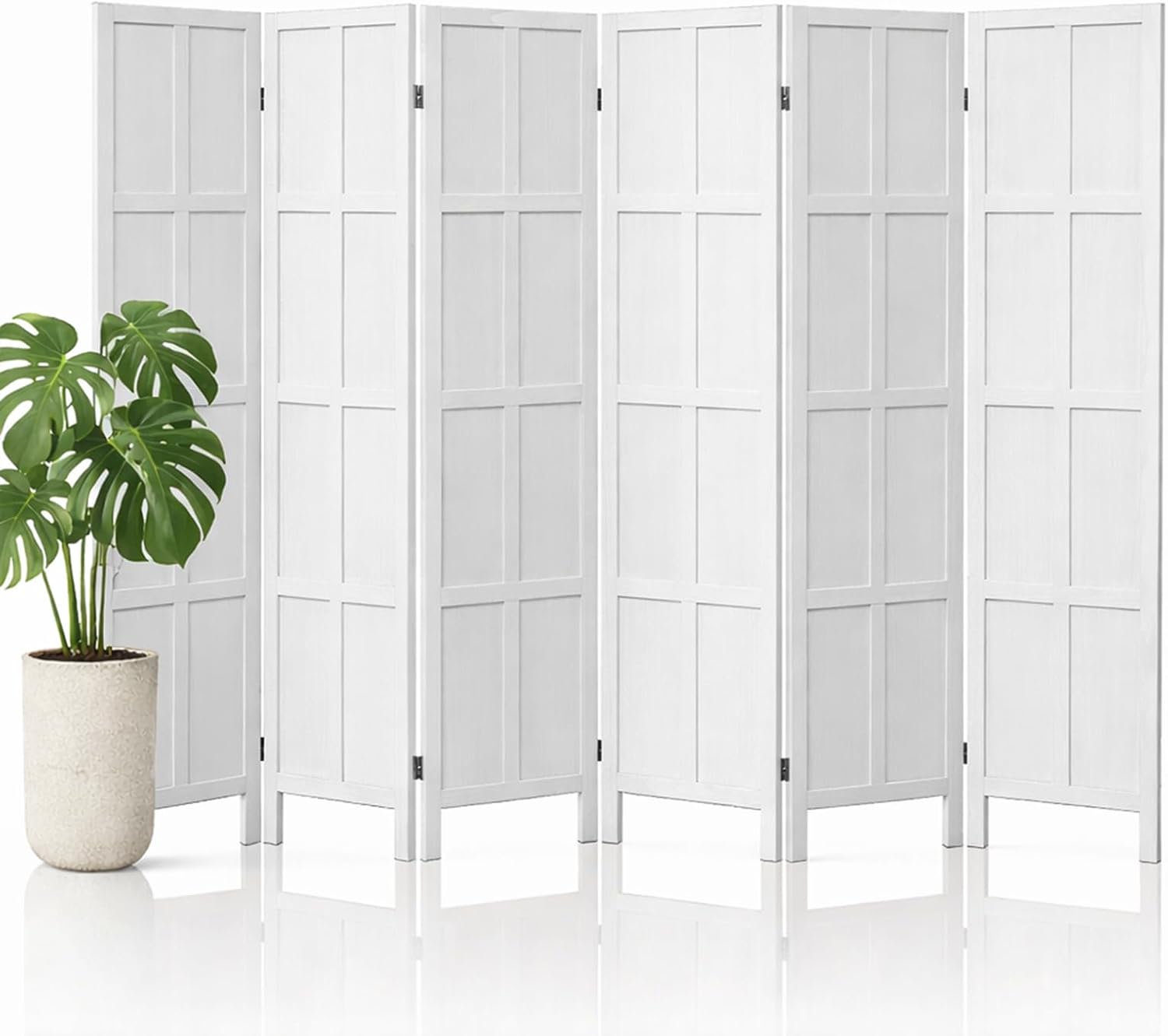 6パネル木製間仕切り・折りたたみ式プライバシースクリーン 6 - Partition Screen Divider のレビューと価格