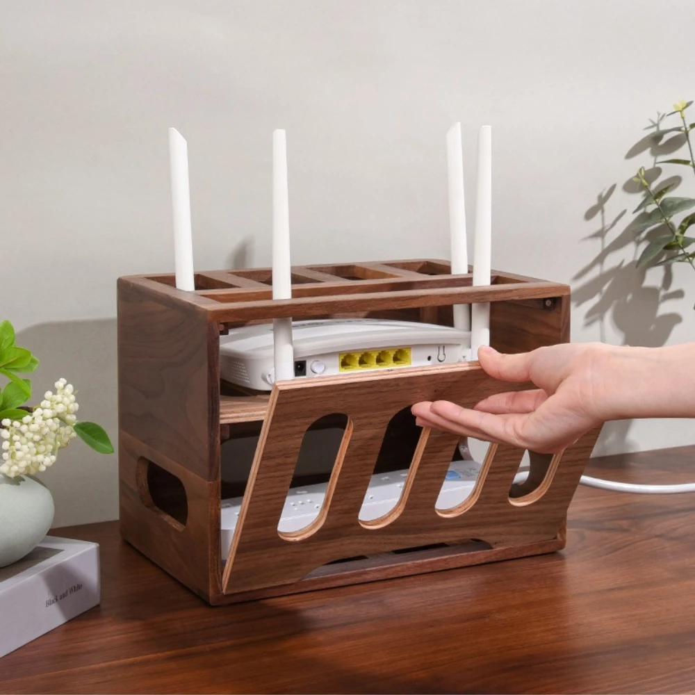 無垢材製のケーブル収納ボックス。ルーター、モデム、Wi-Fi - Desk Organizer のレビューと価格
