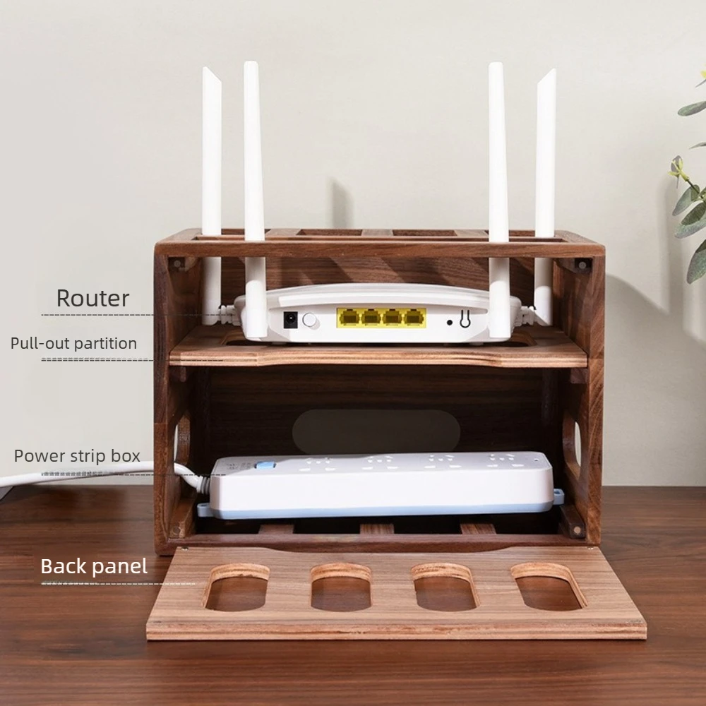 無垢材製のケーブル収納ボックス。ルーター、モデム、Wi-Fi - Desk Organizer のレビューと価格