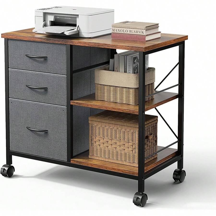 スイートクリスピー 3段モバイルファイルキャビネット、収納付 - Printer Stand のレビューと価格