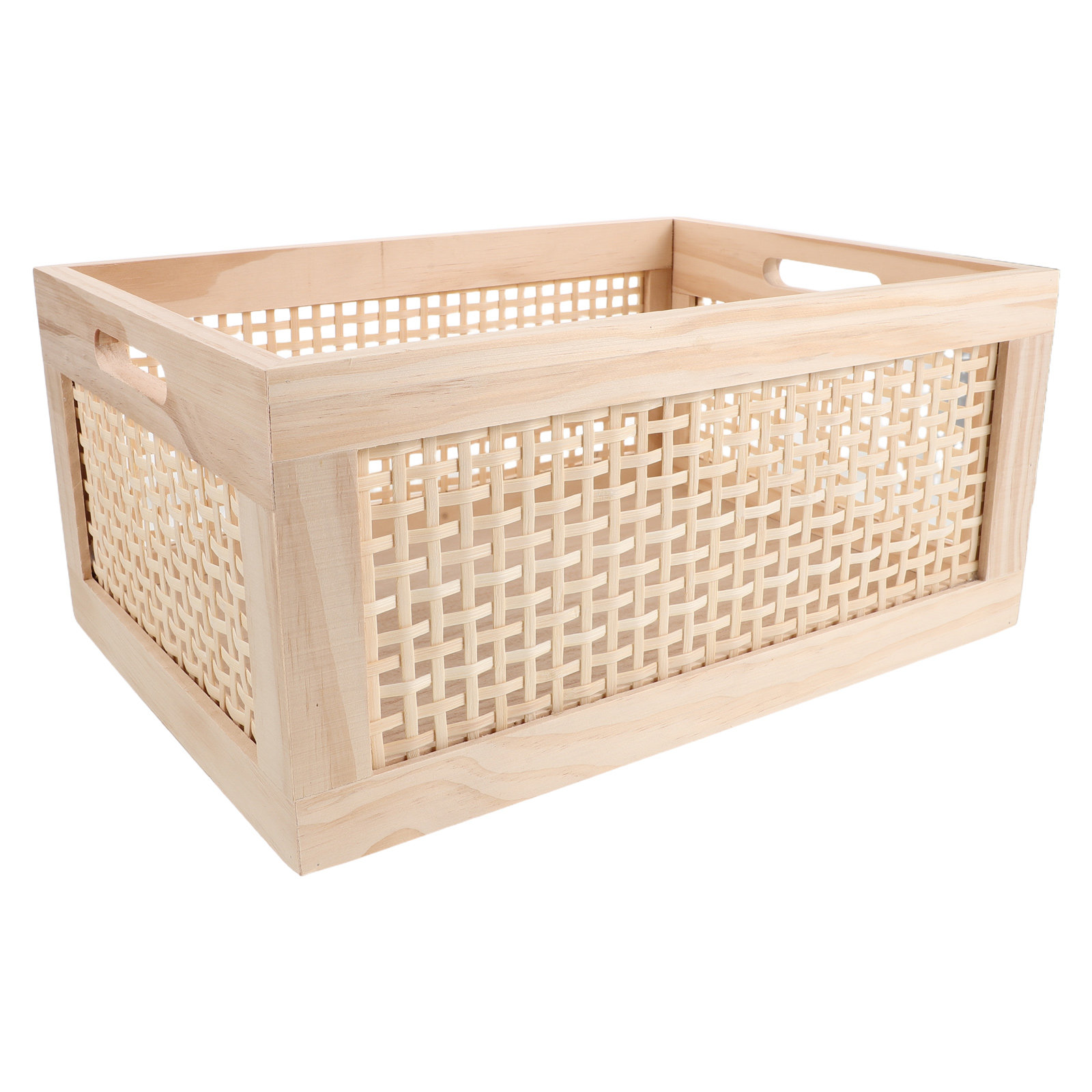 編み込み収納バスケット、小ぶり、素朴な木製、雑誌立て、サイズ - Desk Organizer のレビューと価格
