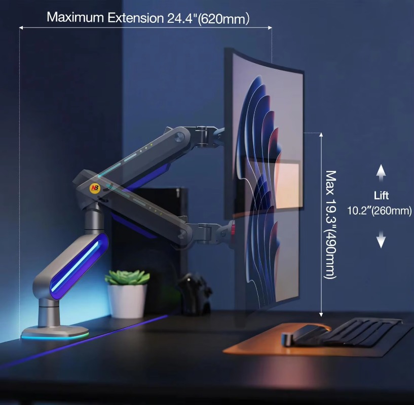 人間工学に基づいたゲーミングモニターアーム フラット/ウルト - Monitor Stand のレビューと価格